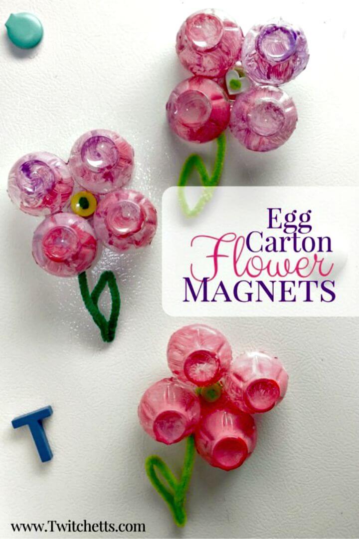 Easy DIY Egg Carton Flower Magnets