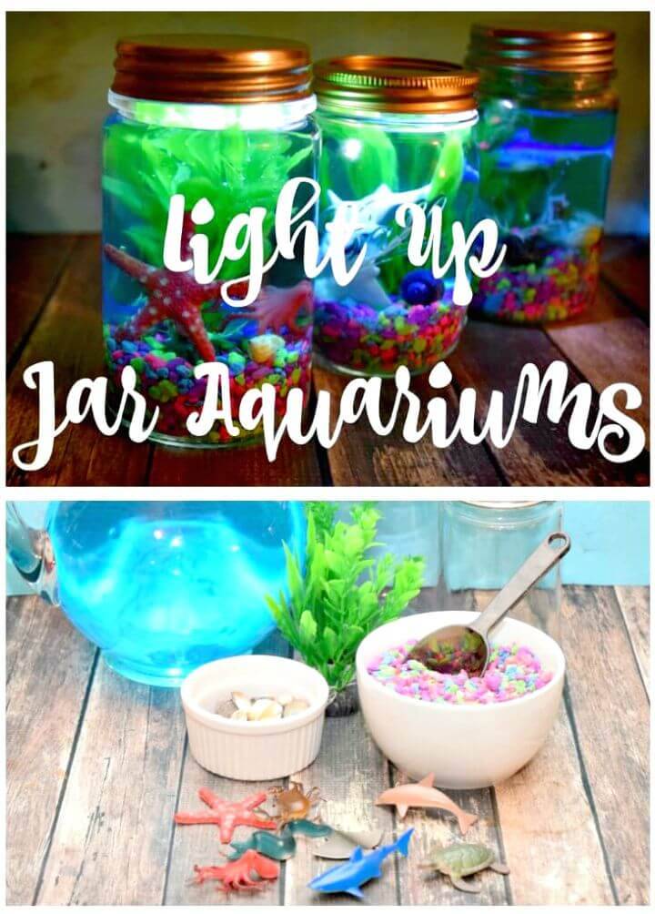 Light Up Mason Jar Aquariums