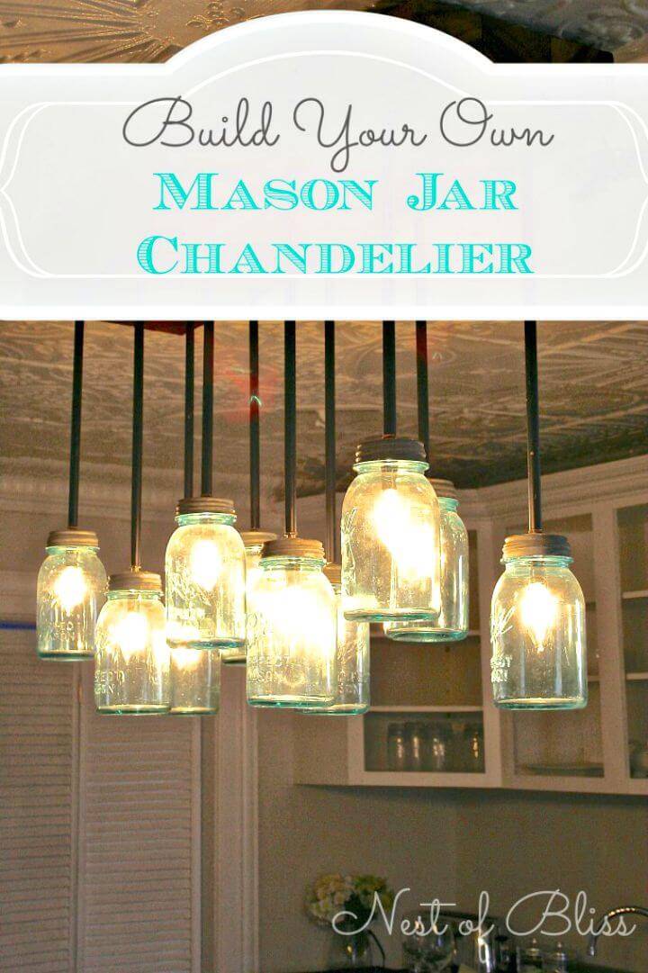How to Make Your Own Mason Jar Chandelier - DIY