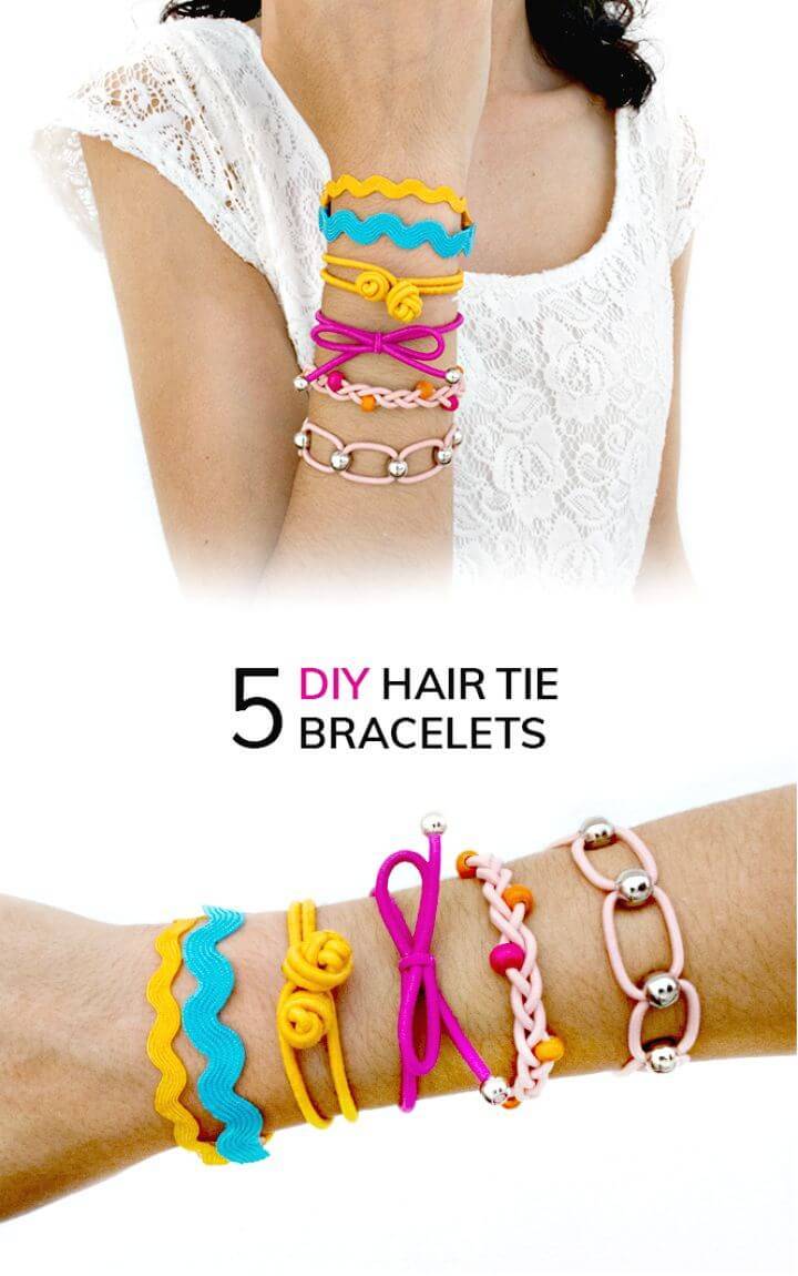 Quick DIY 5 Styles Of Hair Tie Bracelets