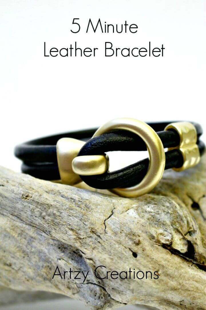 Quick DIY Leather Bracelet - Homemade Jewelry Ideas 