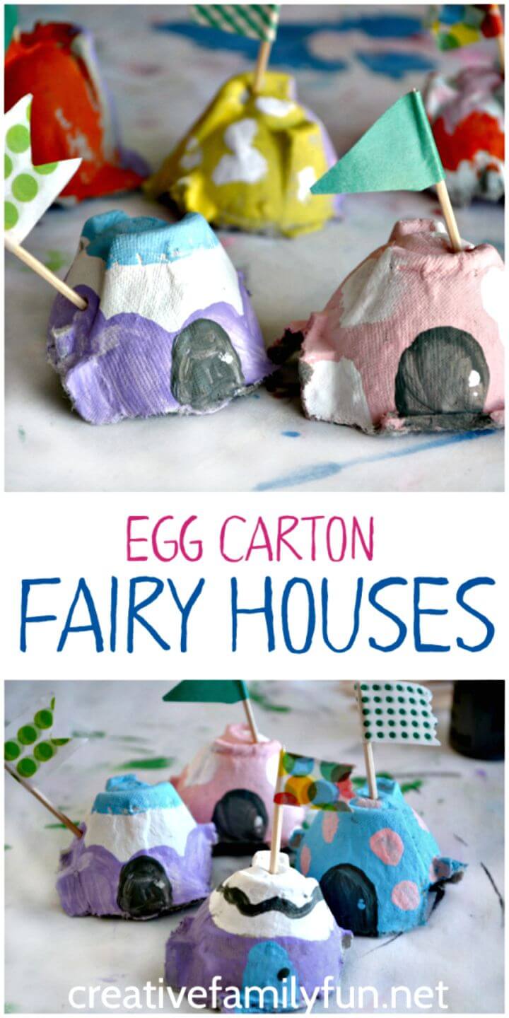 Simple DIY Egg Carton Fairy House Craft