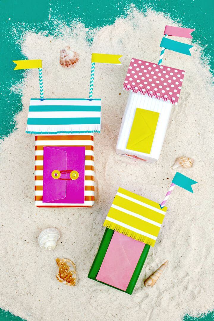 DIY Mini Beach Bungalow Gift Wrap for Summer Party Decorations 