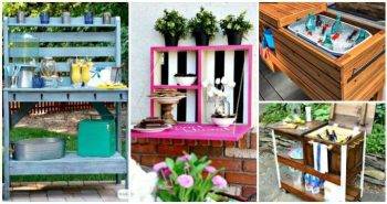 25 easy DIY Outdoor Serving Stations-Table-Cart-Bar - DIY Furniture Ideas - DIY Projects - DIY Crafts