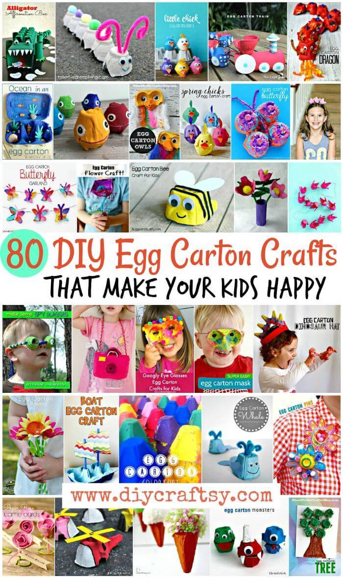 80 DIY Egg Carton Crafts That Make Your Kids Happy - DIY art and Craft Ideas for Kids, Kids Craft Ideas - Craft ideas for kids - DIY Crafts - DIY Projects
