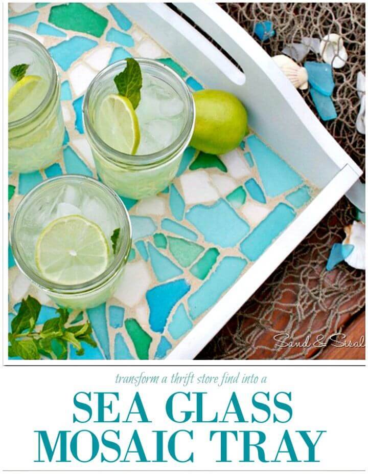 Cute DIY Sea Glass Mosaic Tray
