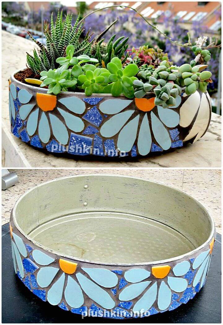 DIY Daisy Mosaic Garden Planter Pot