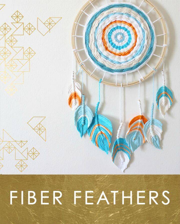 Beautiful DIY Fiber Feather Dream-catcher