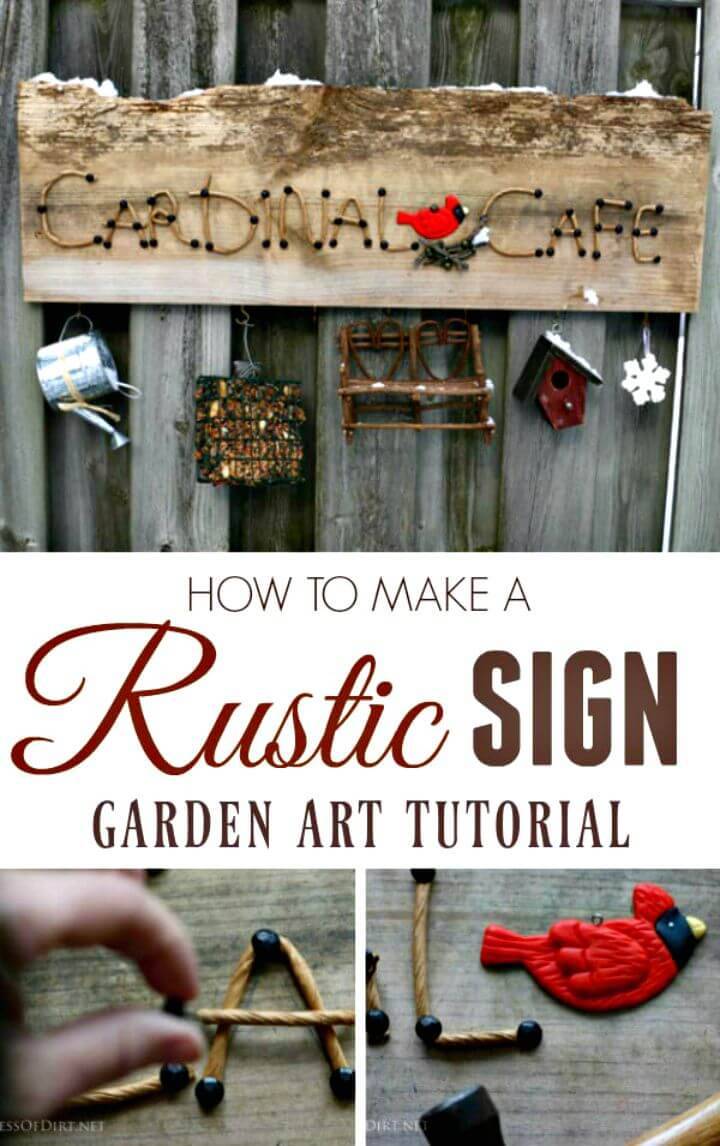 How to Make Garden Sign with Rustic Wood - DIY