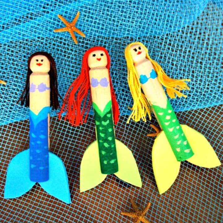 DIY Little Mermaid Clothespin Dolls