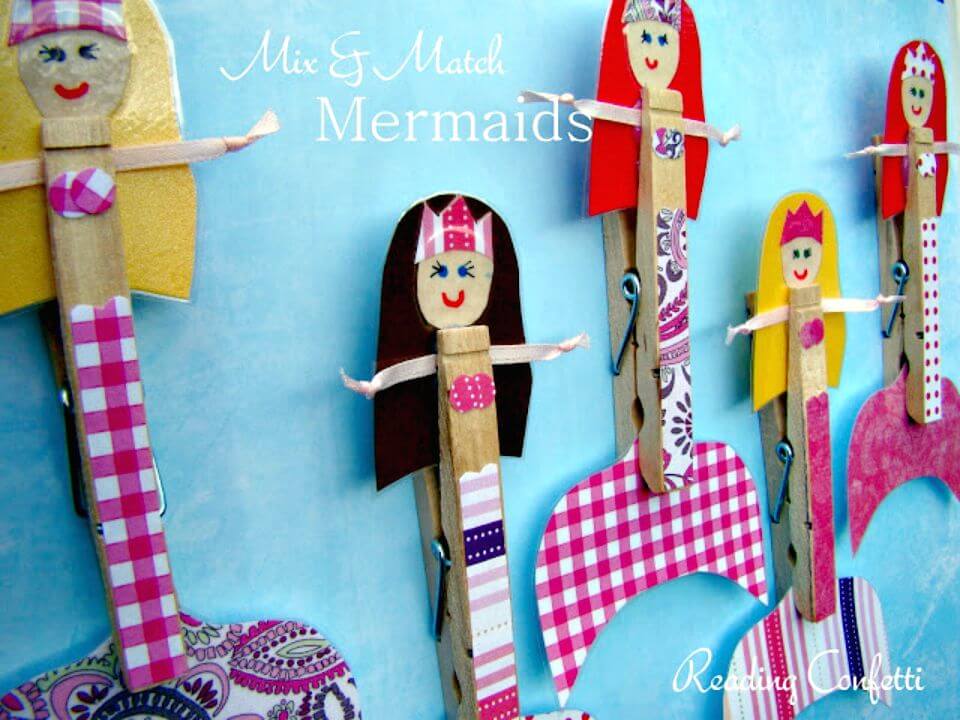 DIY Mix and Match Clothespin Mermaids