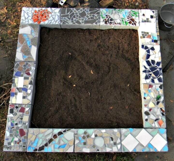 DIY Mosaic Cinder Block Garden Bed