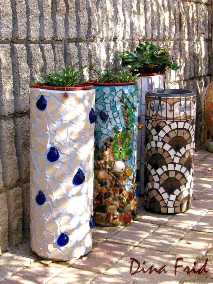 Gorgeous DIY Mosaic PVC Pipe With Flower Holder