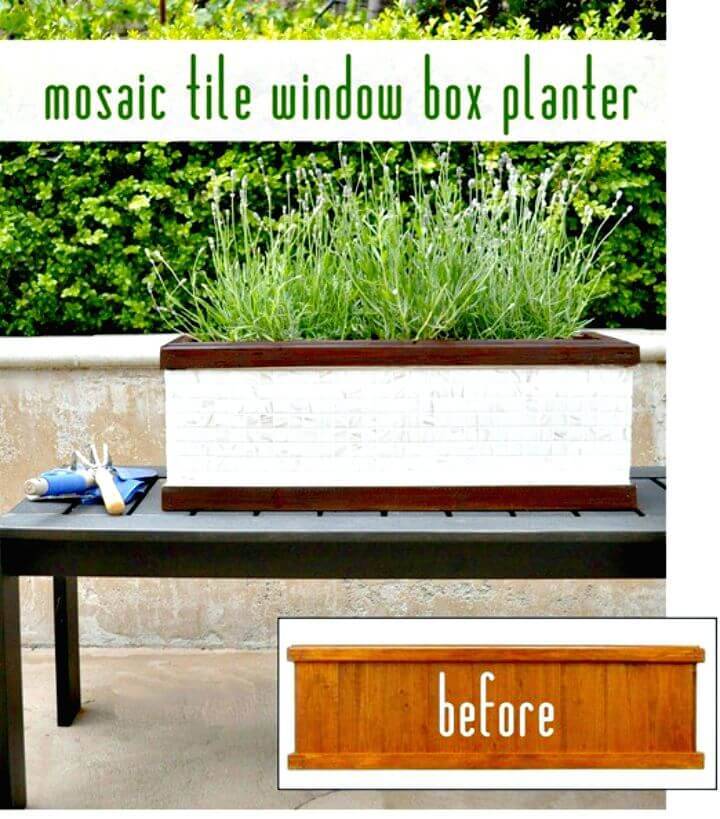 DIY Mosaic Tile Window Box Planter