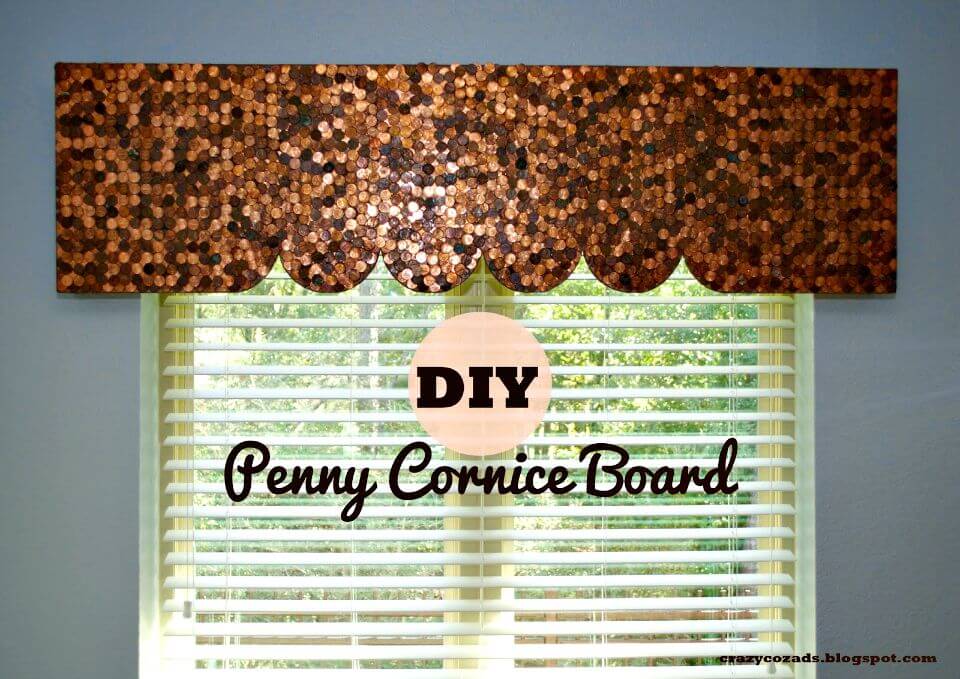 Adorable DIY Penny Cornice Board Window Treatment