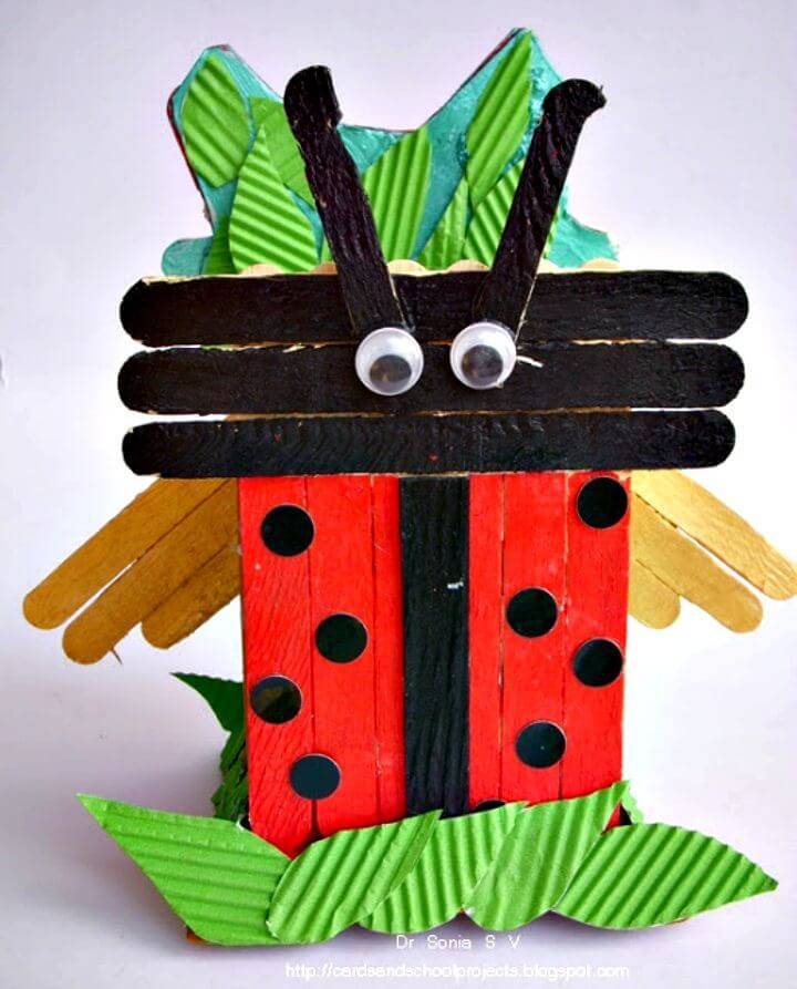 DIY Popsicle Stick Ladybird and Owl