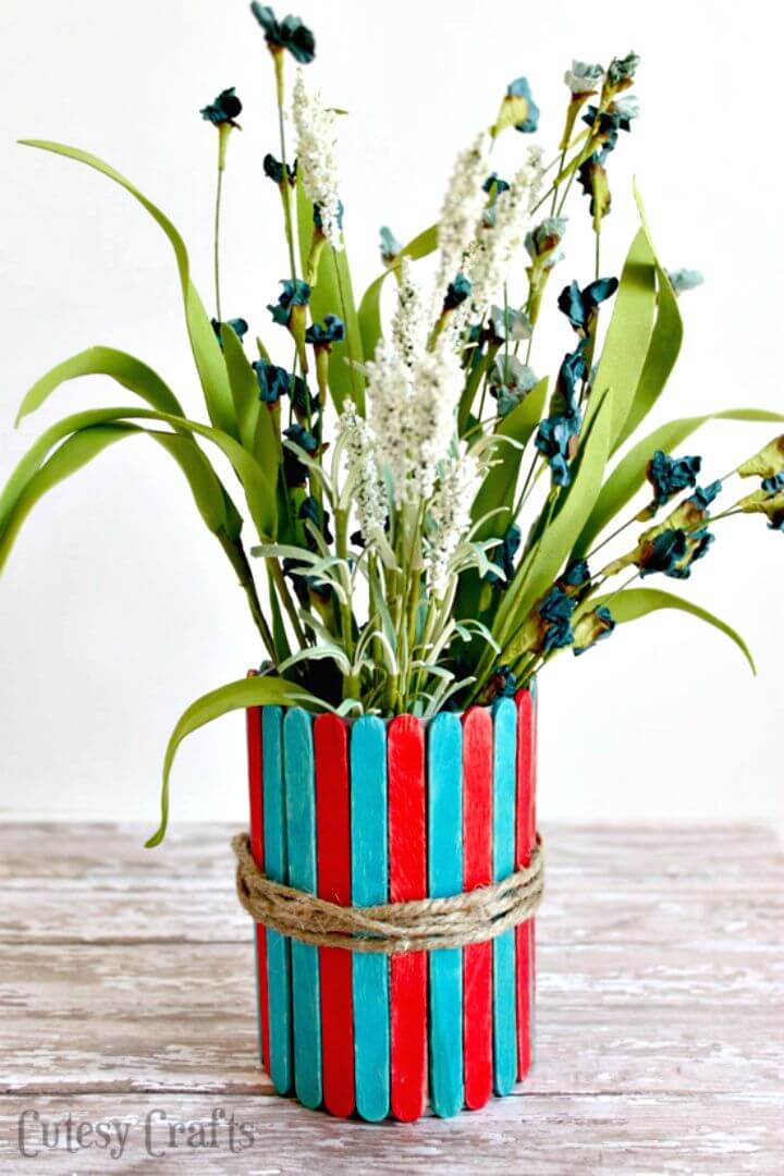 4th of July Popsicle Stick Vase Craft