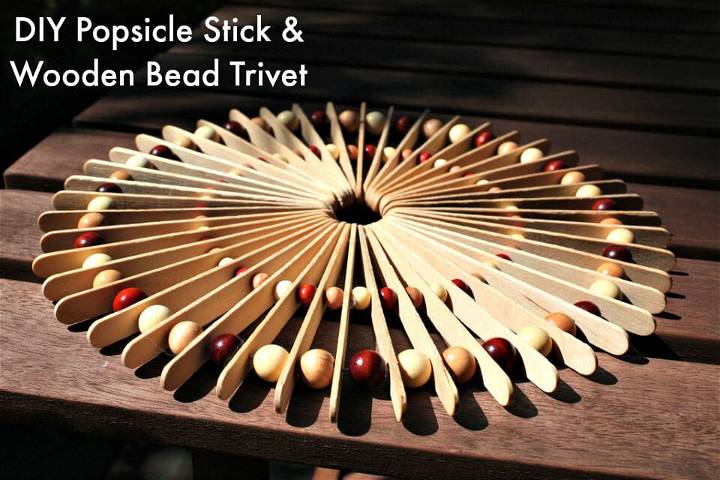 Easy DIY Popsicle Stick & Wooden Bead Trivet