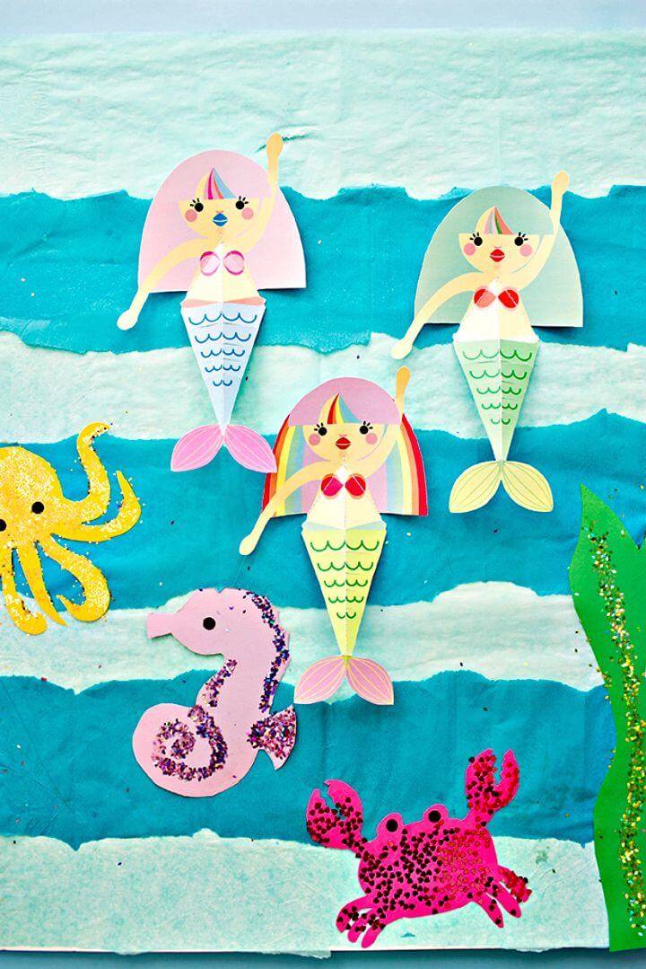 DIY Swimming Mermaid Paper Craft With Free Printable