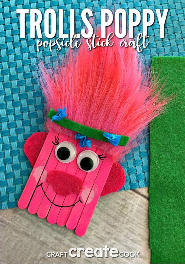 Easy DIY Trolls Poppy Popsicle Stick Craft