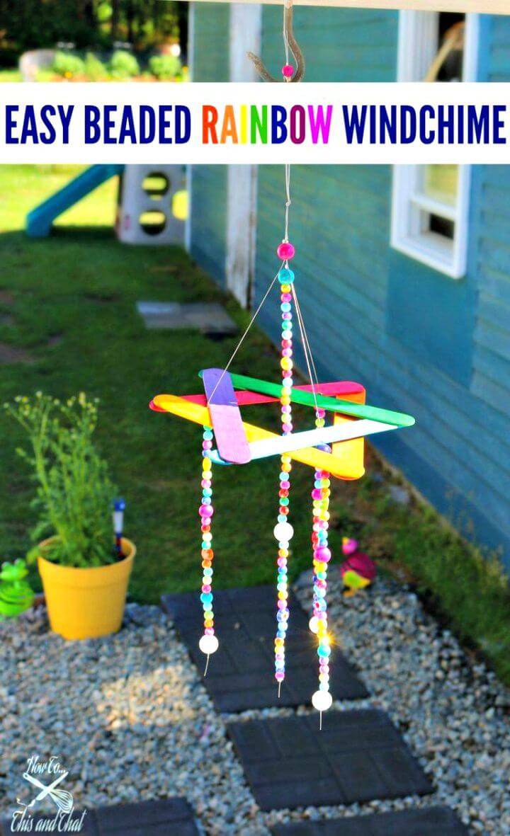 Easy DIY Beaded Rainbow Wind Chime Kids Craft