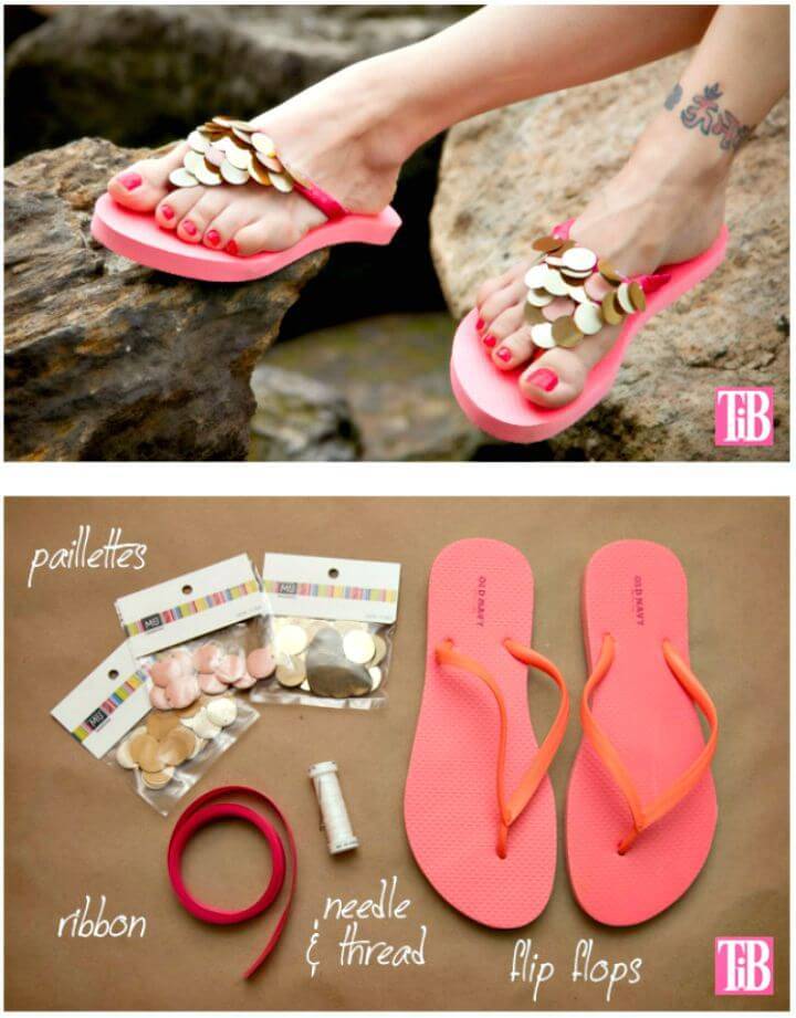 DIY Flip Flops With Paillettes