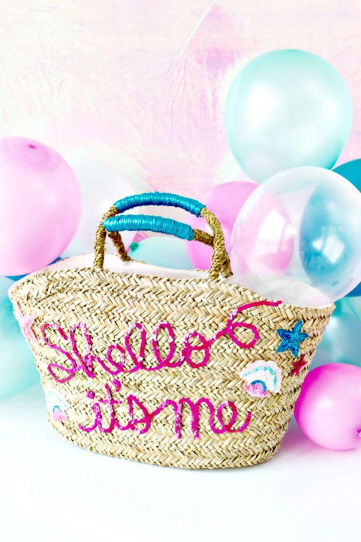 Adorable DIY Sequin Beach Bag