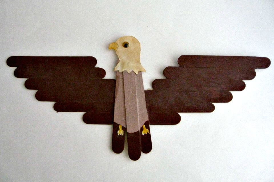 DIY Popsicle Stick Bald Eagle at Home