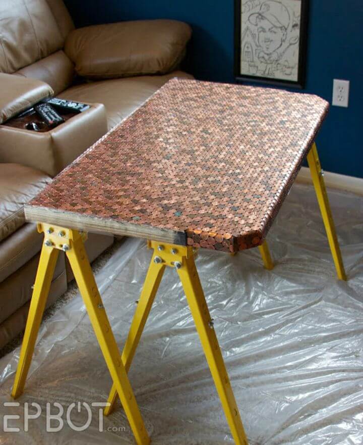 DIY Tiled Penny Desk