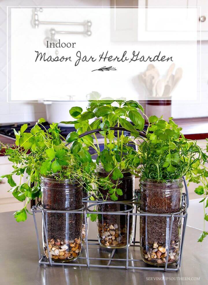 Indoor Mason Jar Herb Garden