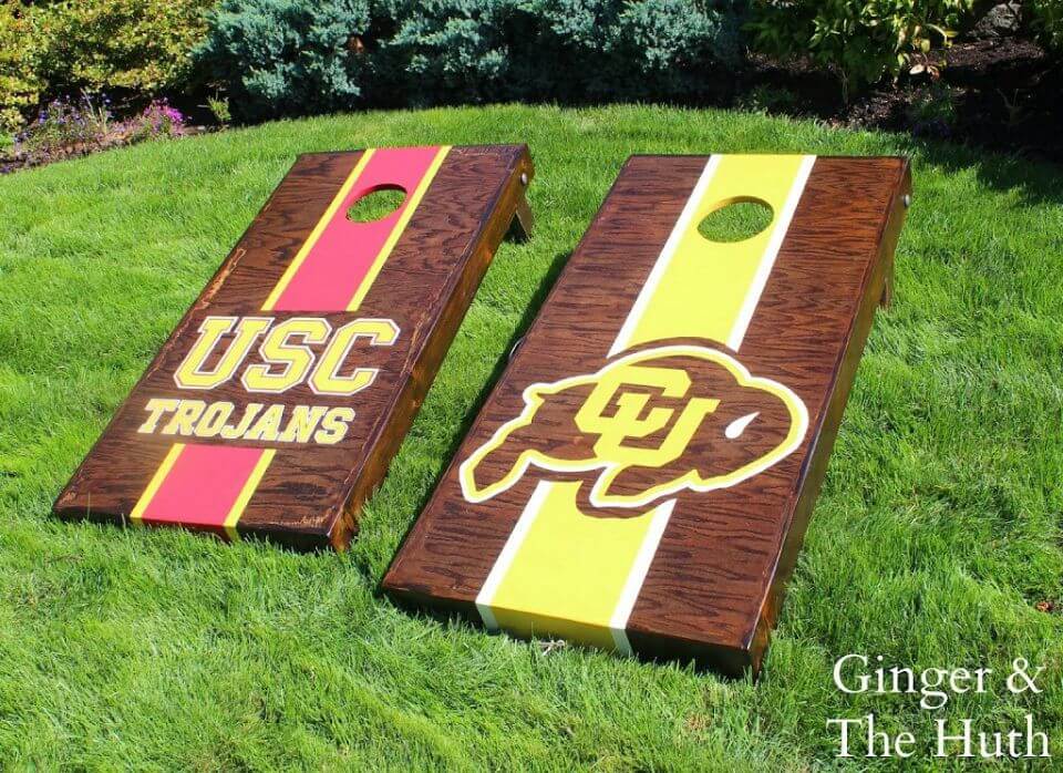 Adorable DIY Recessed Cornhole Boards