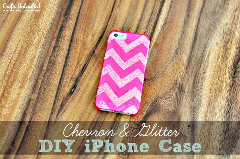 Qucik DIY Chevron Glitter IPhone Case