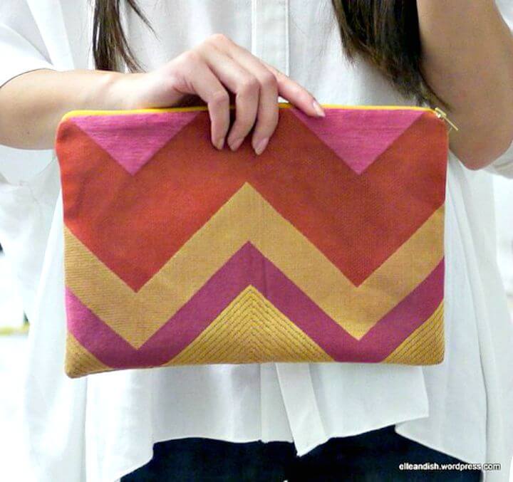 Make Pink Chevron Zipper Clutch - DIY Craft with Chevron Pattern
