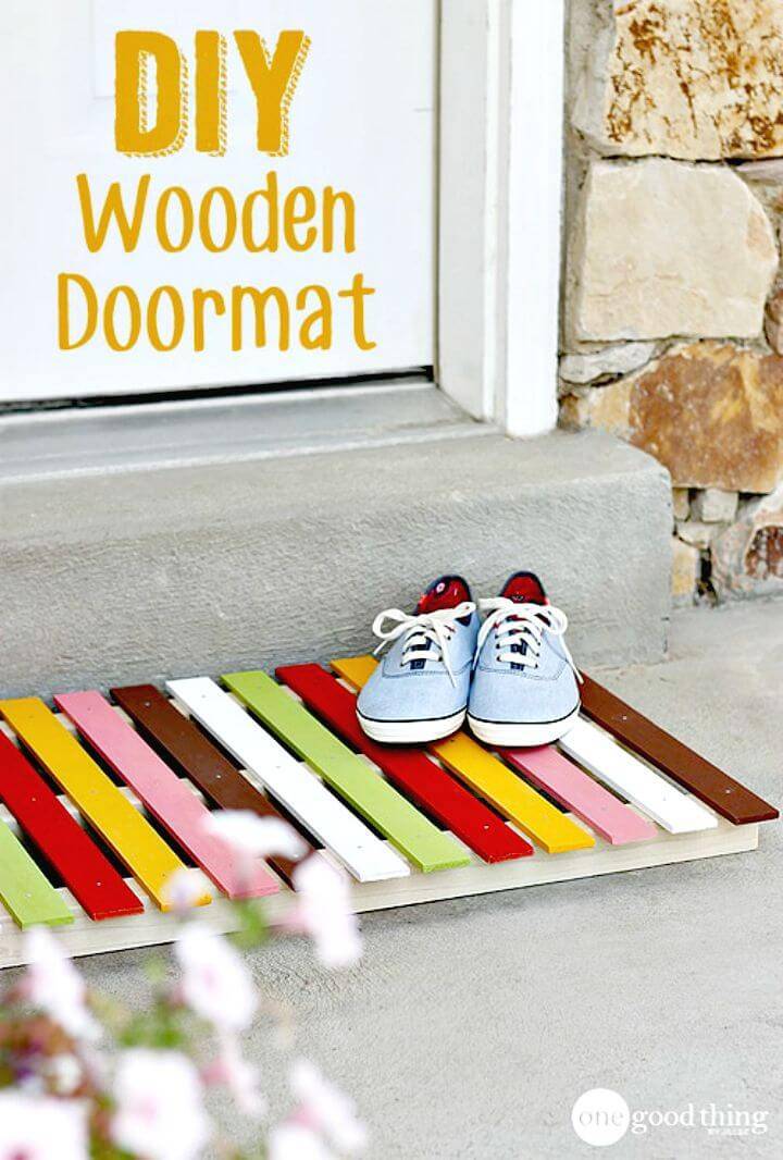 Easy DIY Colorful Wooden Doormat - Free Tutorial