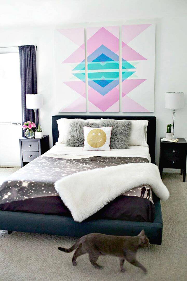 Create Geometric Art Headboard Panels - DIY Wall Art Ideas