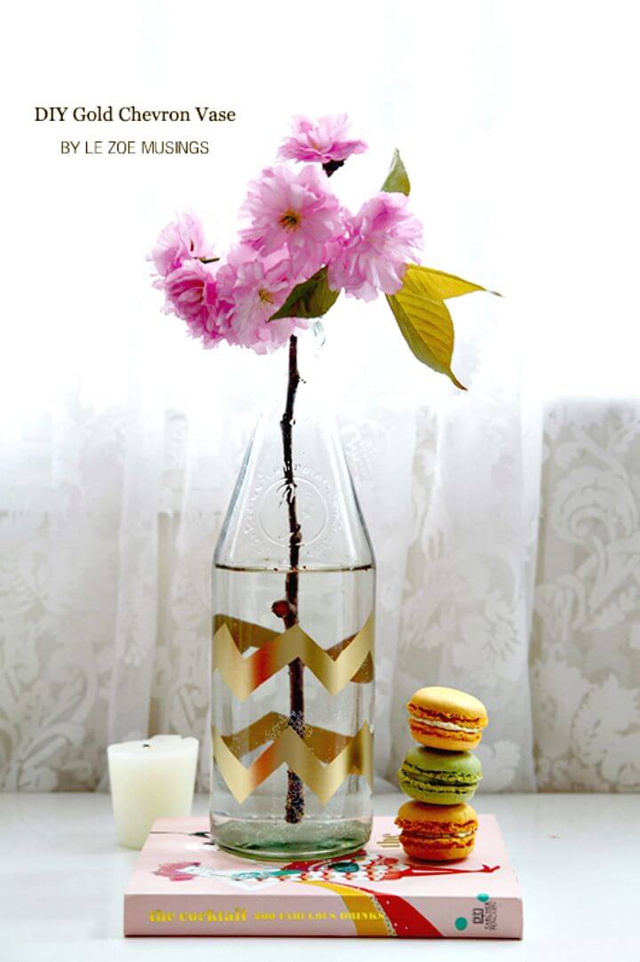 How to make Gold Chevron Vase -  DIY Craft with Chevron Pattern
