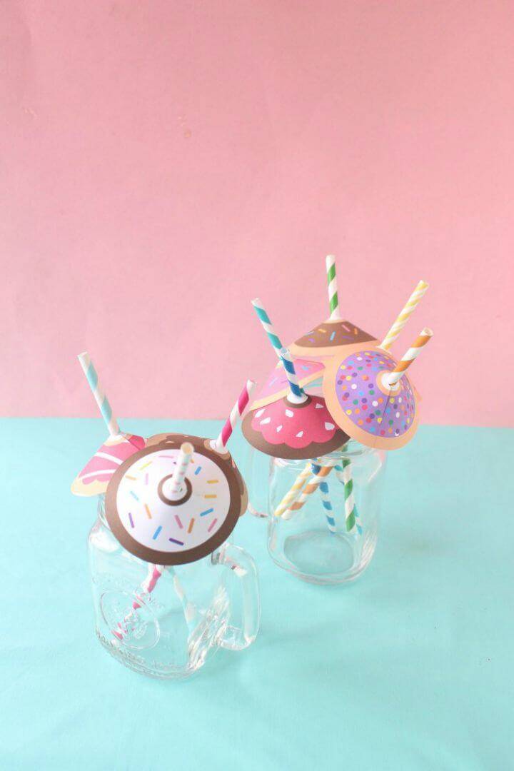 DIY Donuts Straw Umbrellas