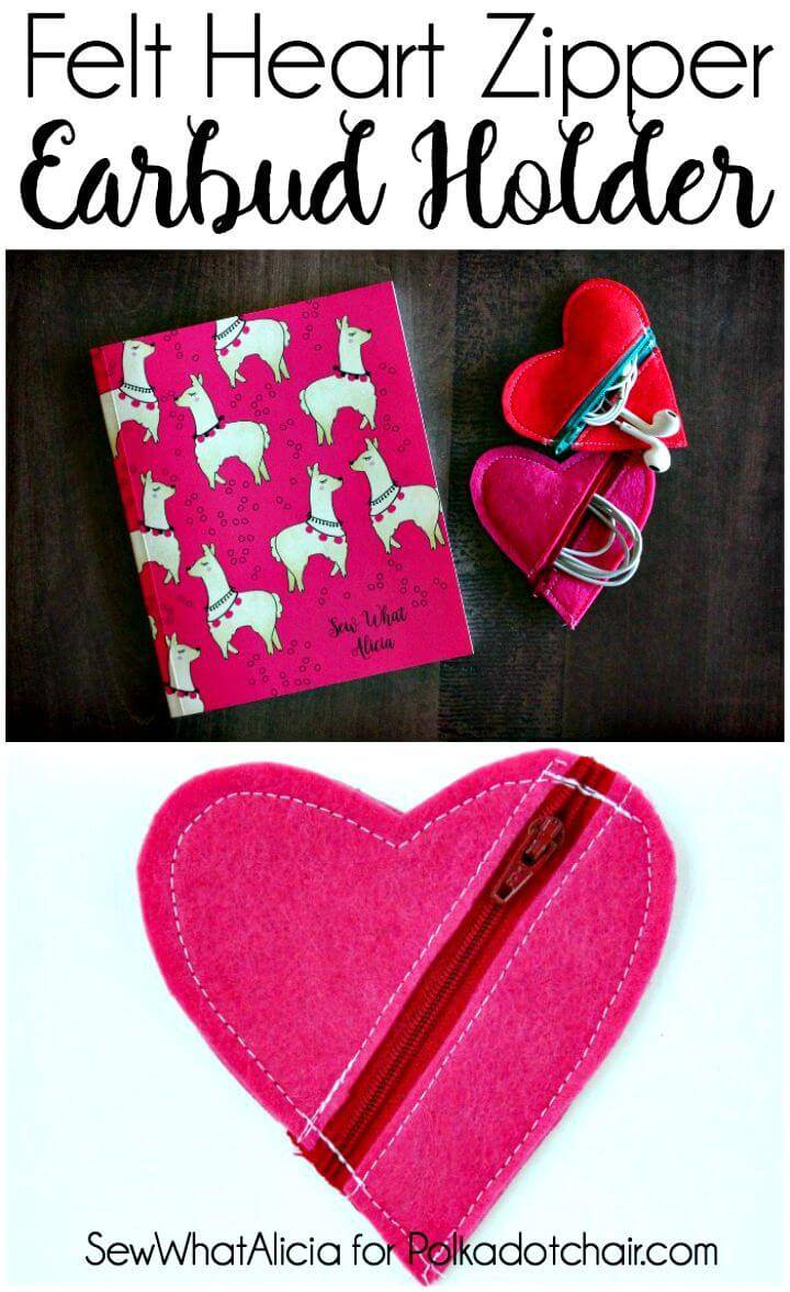 How to Make Felt Heart Earbud Pouch - DIY