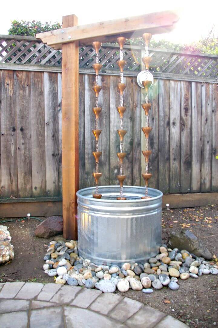 DIY Stock Tank Rain Chain Fountain
