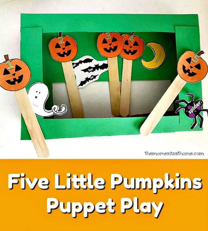 Easy DIY Five Little Pumpkins Puppet Craft