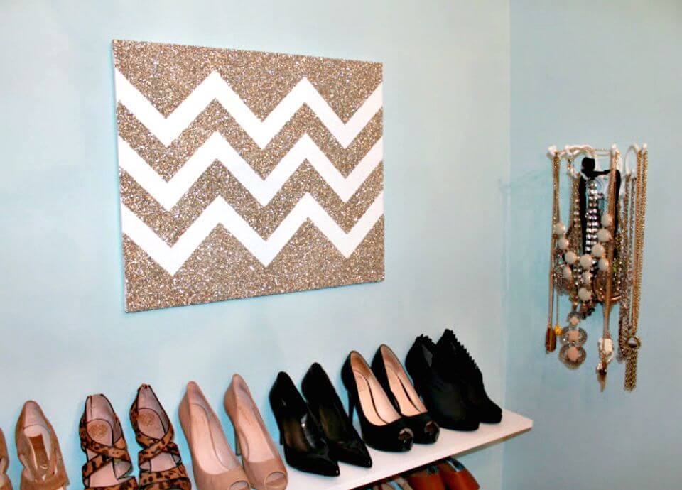 How To Make Glitter Chevron Art - DIY