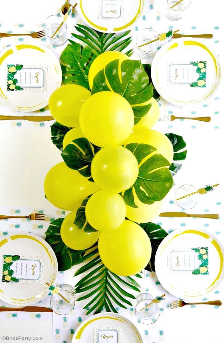 Make Balloon and Fronds Tropical Party Centerpiece