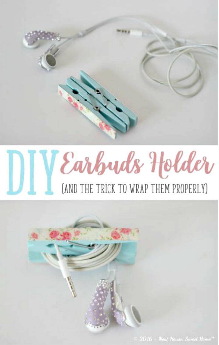 Make Earbuds Holder Using Clothespins - DIY