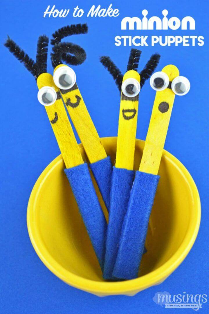 How to Make Minion Stick Puppets - DIY for Kids to Play 