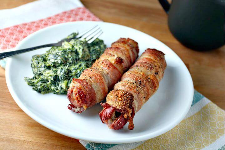 Cheese Stuffed Bacon Wrapped Hot Dogs Recipe