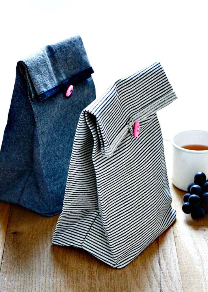 Simple DIY Button Lunch Bags