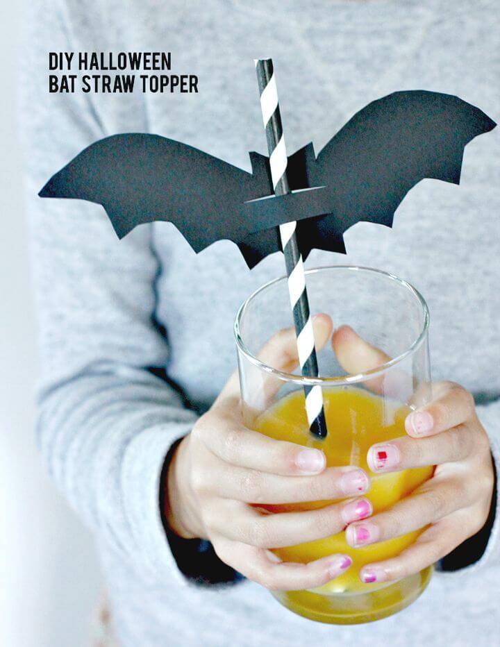 Simple DIY Halloween Bat Straw Toppers