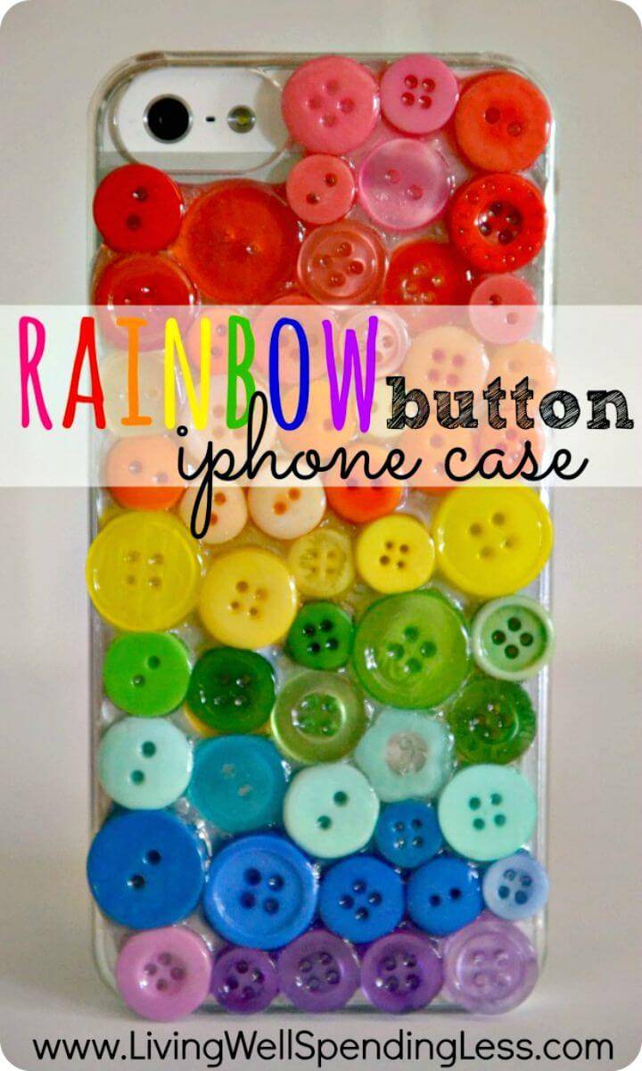 DIY Rainbow Button Iphone Case