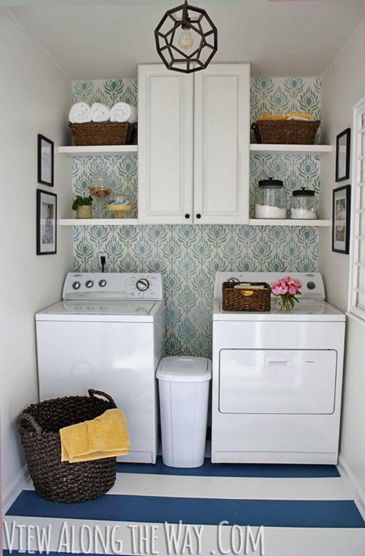 DIY Laundry Room Makeover with Stenciling