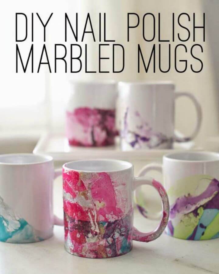 DIY Marbled Nail Polish Coffee Mugs
